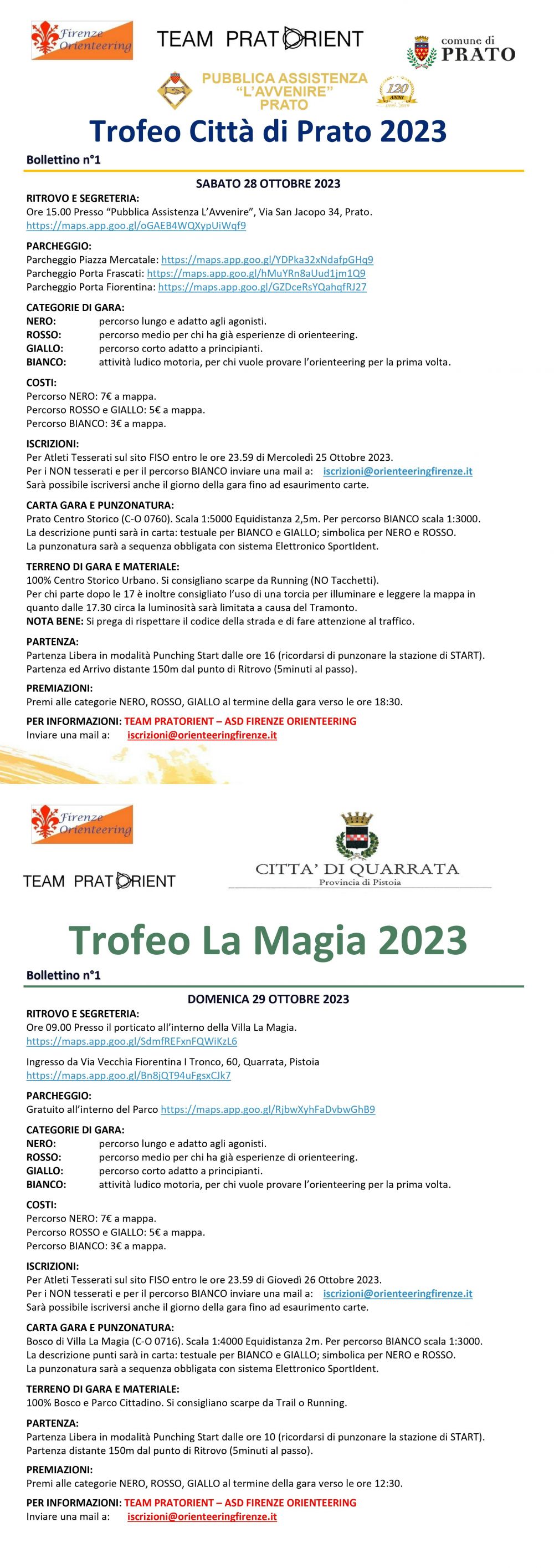 Trofeo Città di Prato 2023 e Trofeo Villa La Magia 2023